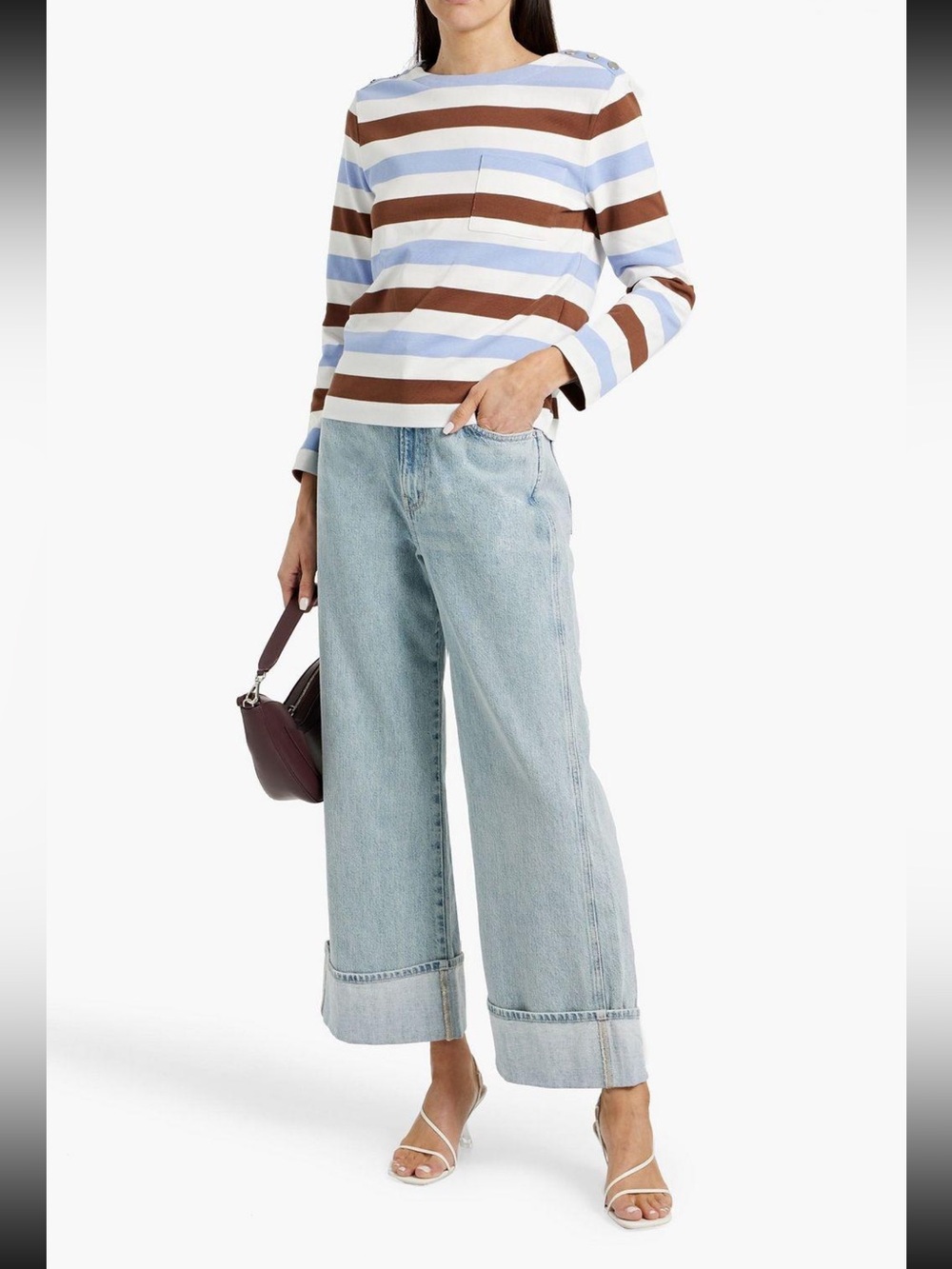 Veronica Beard Taylor airway cloud Cuffed Wide-Leg Jeans — Size 29